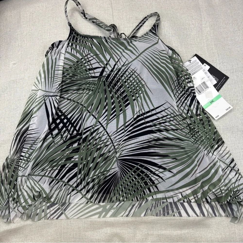 Coco Reef Women's Current Printed Mesh Bra-Sized Tankini Top Size 34C